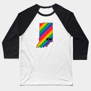 USA States: Indiana (rainbow) Baseball T-Shirt